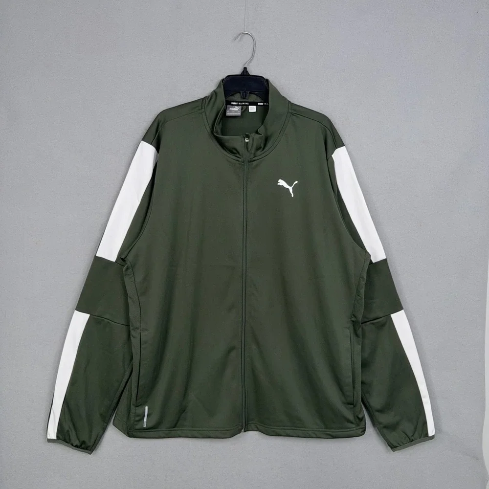 Puma Tracksuit Mens 2XLT Green Colorblock Full Zip Training Athletic Activewear